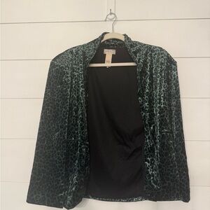 Free People Green Leopard Teddy Jacket